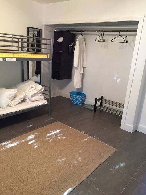 Large closet space for two. Robe, and bathroom kit provided.