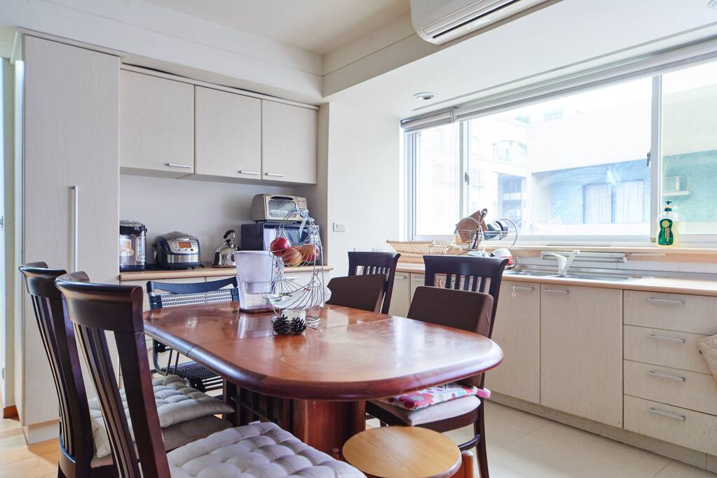 Shared kitchen with full equipment and built-in oven