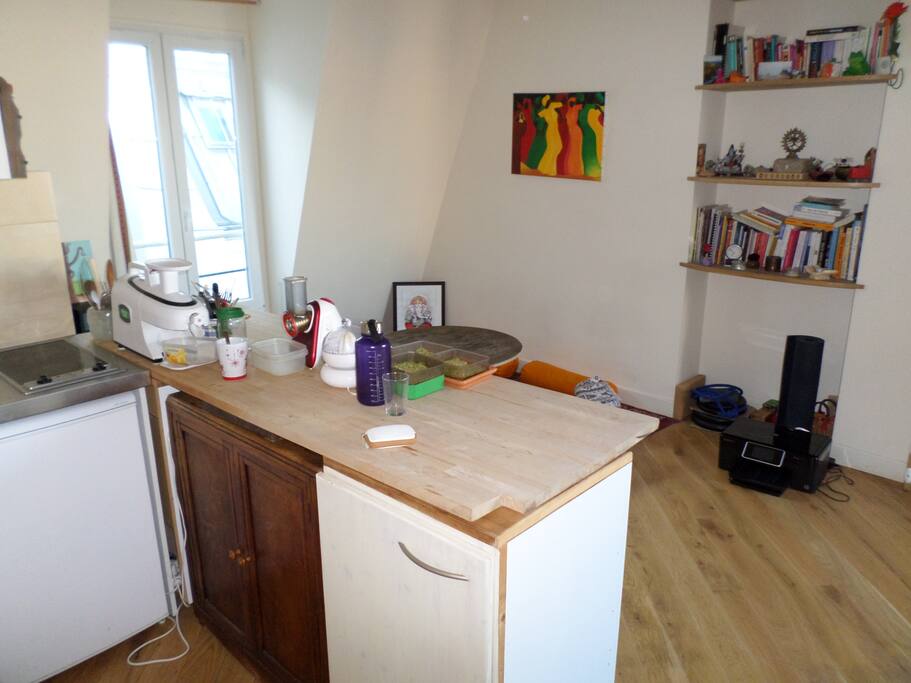 Cuisine ouverte sur le salon.