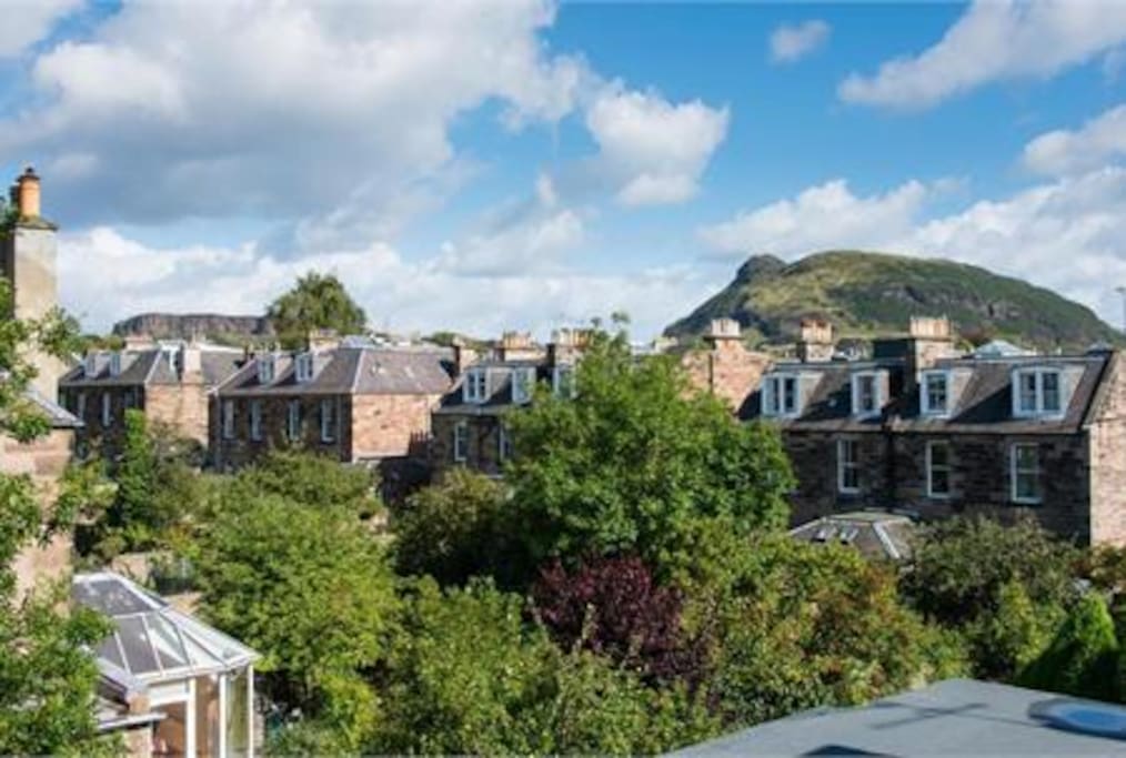 The view is Arthur's Seat. The view from the top is worth the climb.