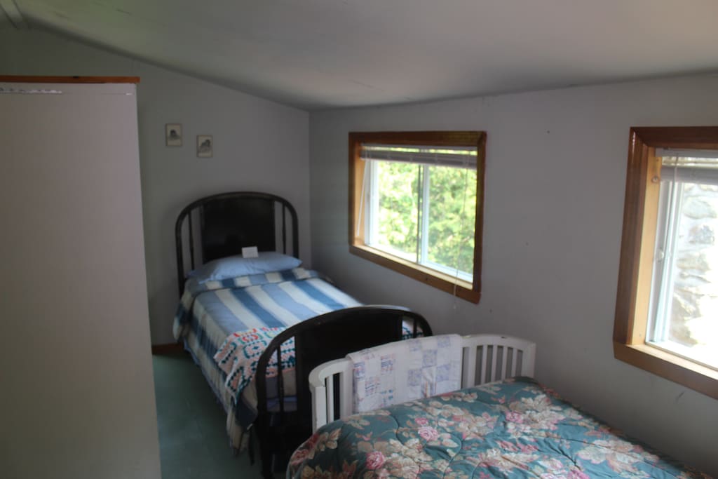 Upstairs two single beds