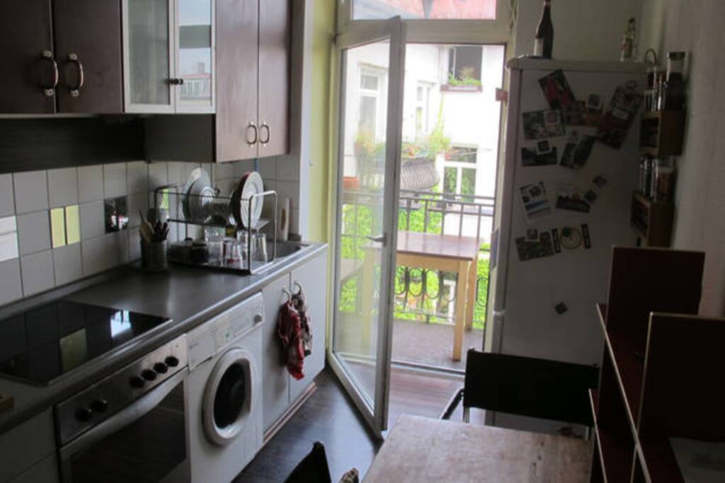 kitchen with balcony