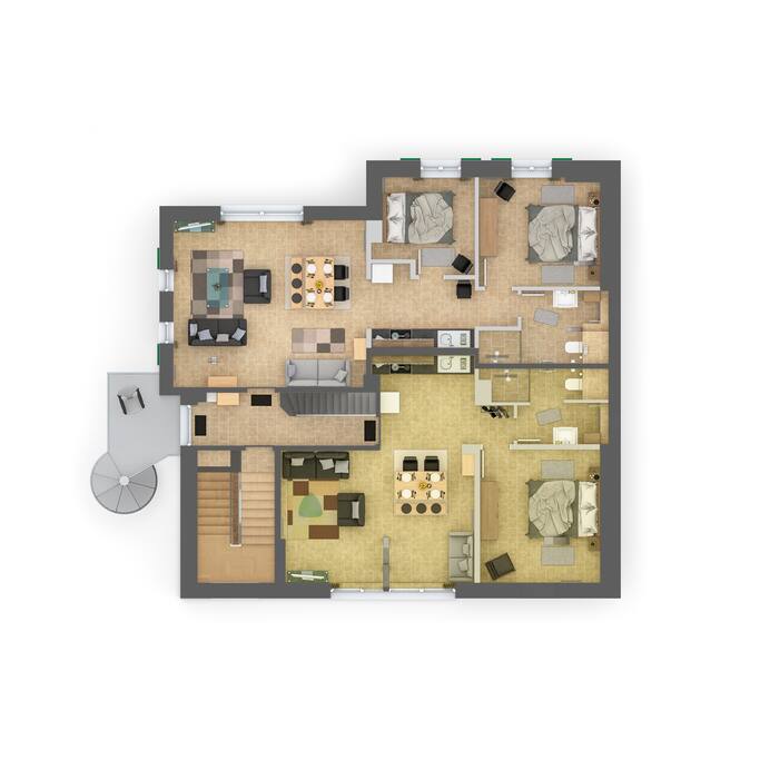 "Gelb" - 2-Zimmer-Nichtraucher-Wohnung
