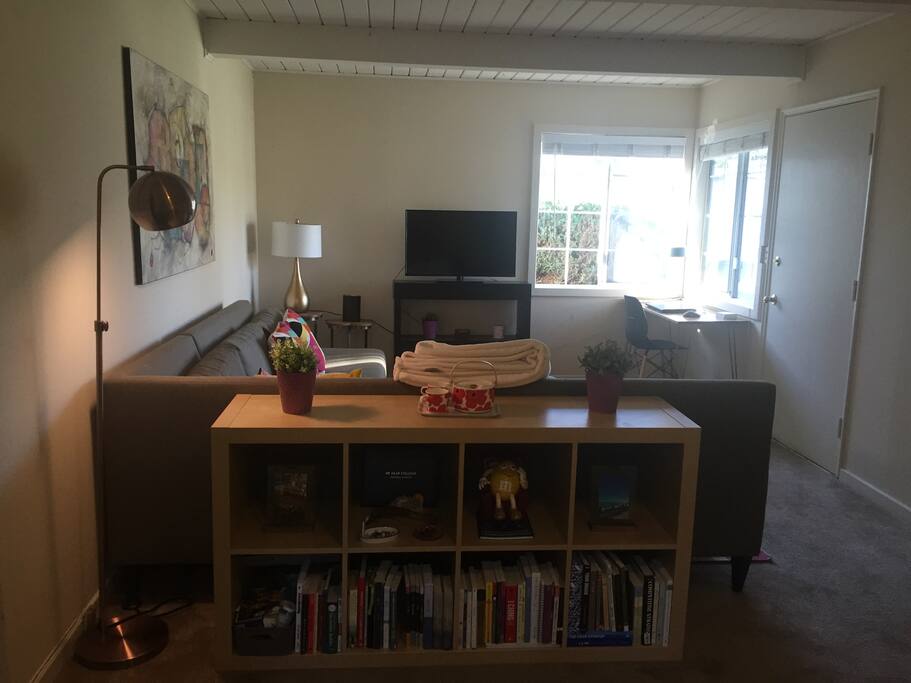 Spacious living room with ample sunshine.