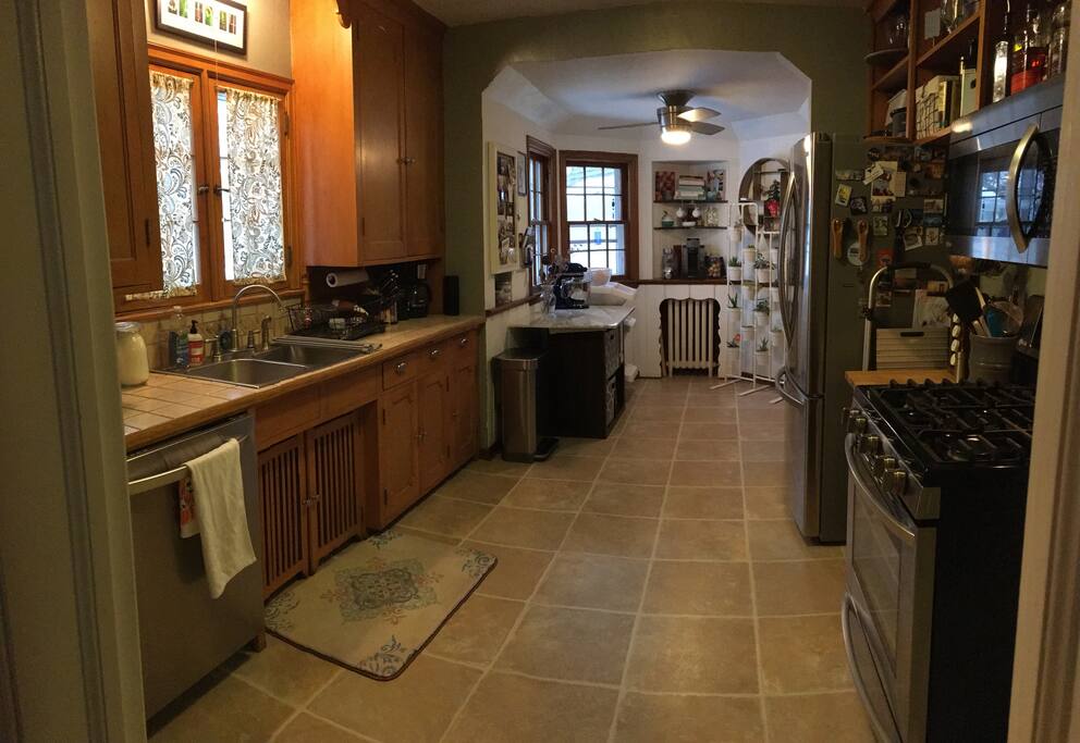 Fully stocked kitchen with pretty much any kitchen gadget you would want. Because this is our home, our groceries will be in the space; help yourself to spices, oils, coffee, etc... We will have plenty of space for any drinks or food you would like to store.