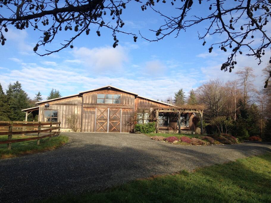 The Coach House on the right side of the barn, behind the wisteria trellis. On the left side of the barn is the Bunk House which sleeps 2 if you need more space (6 total).