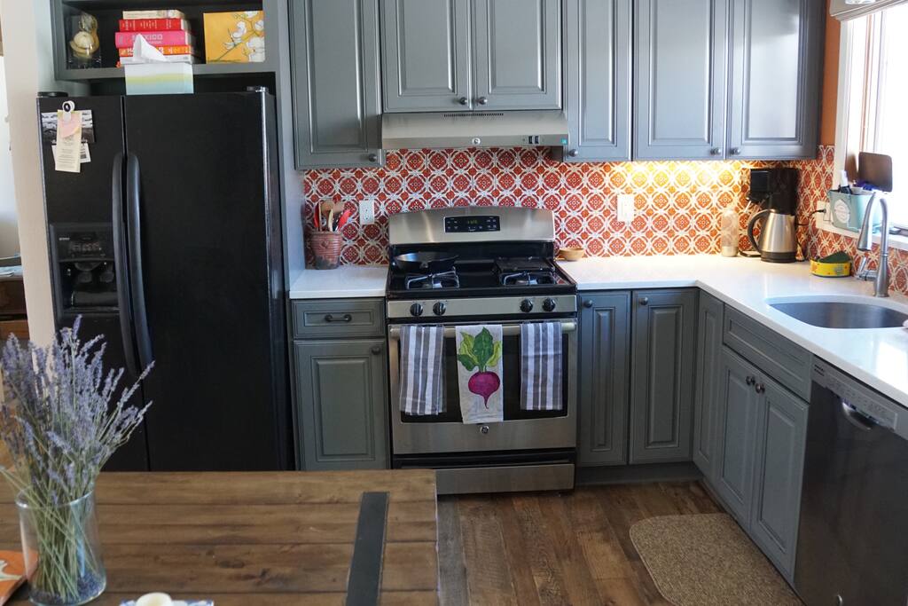 The kitchen is fully stocked.