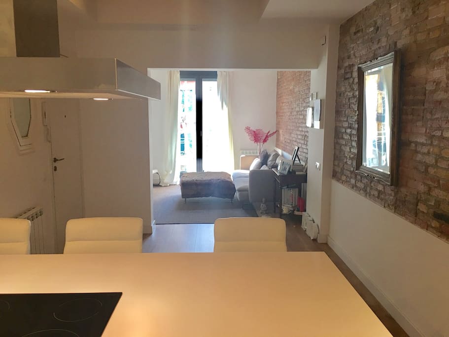 kitchen and living room