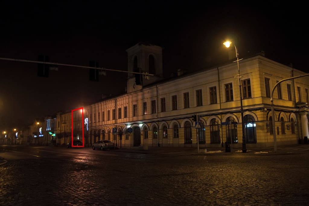 Next to town hall