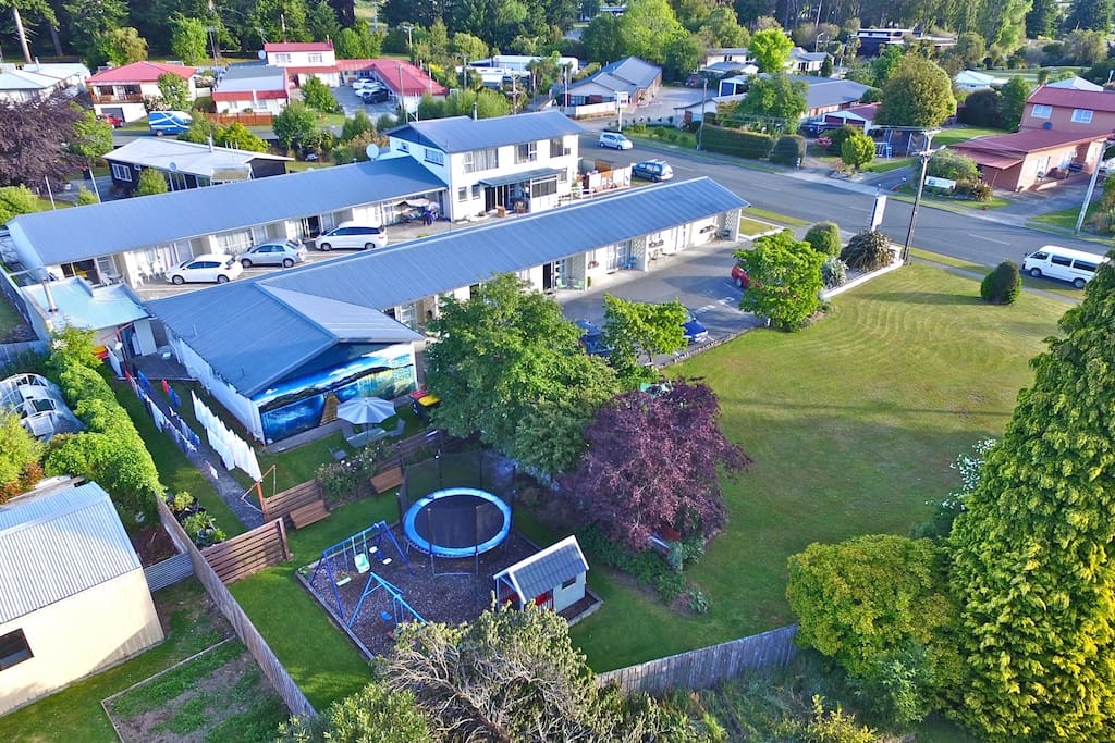 Ariel view of Motel including Playground area