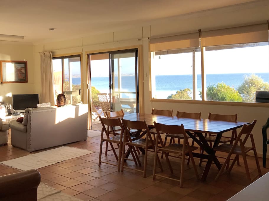 Magnificent views of the beach and the ocean from the light-filled open plan living areas.