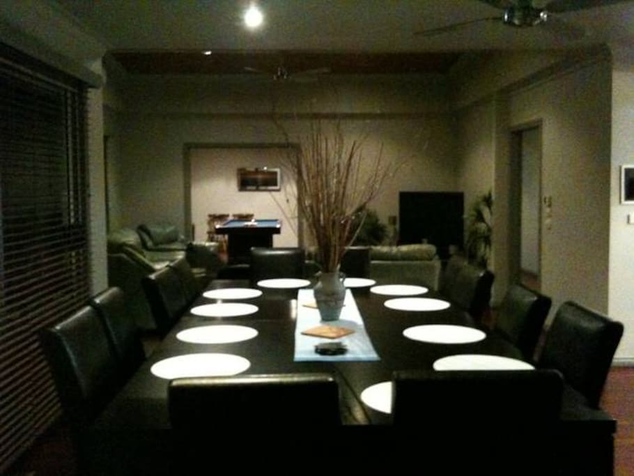 12 seat Dining
(Kitchen to the right)