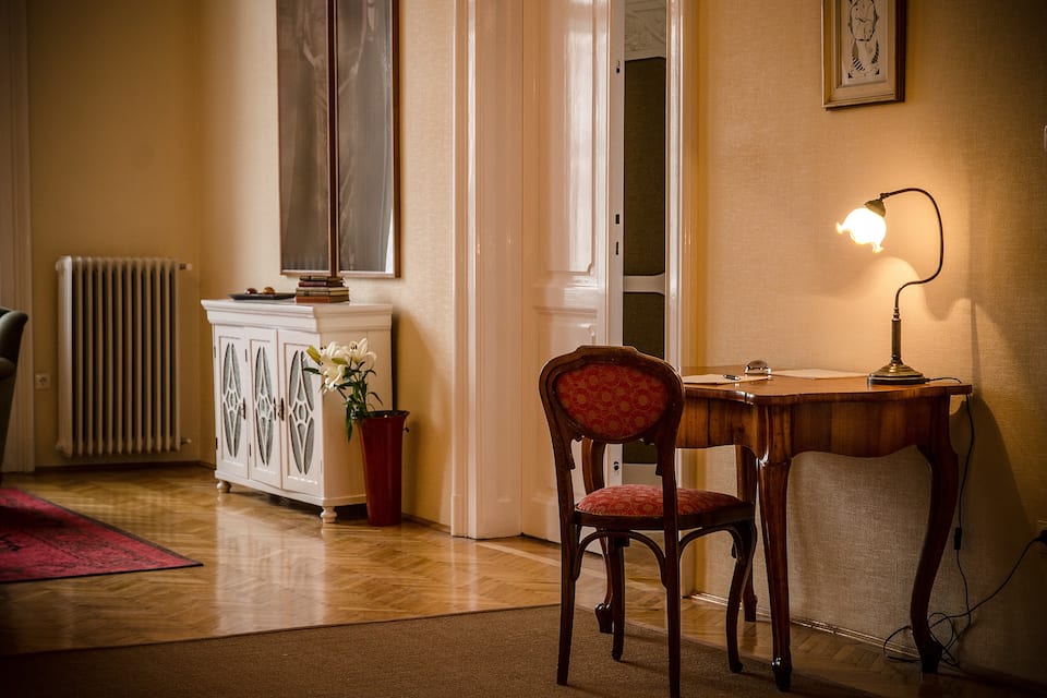 An art nouveau salon with a concert grand, Budapest, Hungary, photo 10 of 10