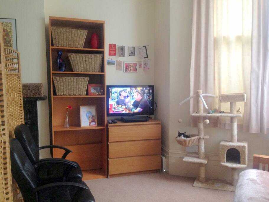 The small living room which converts into the double Airbnb sofa bed