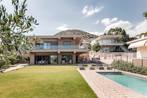 Lavender Pool & garden 5’ from Galazia Akti Beach