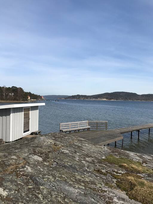 Badplats 200 m från huset.