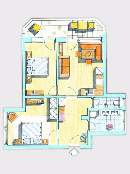 Plan von unserem Apartment