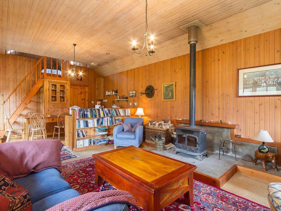 Living room with wood burning stove