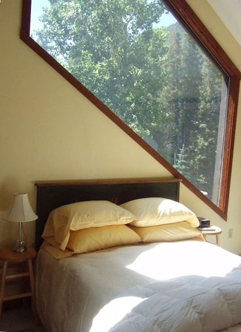 This is the top level master bedroom with huge windows on 3 sides...the views are incredible!