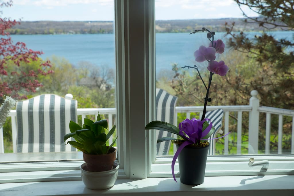 Sweeping views of Canandaigua Lake from the house and deck.