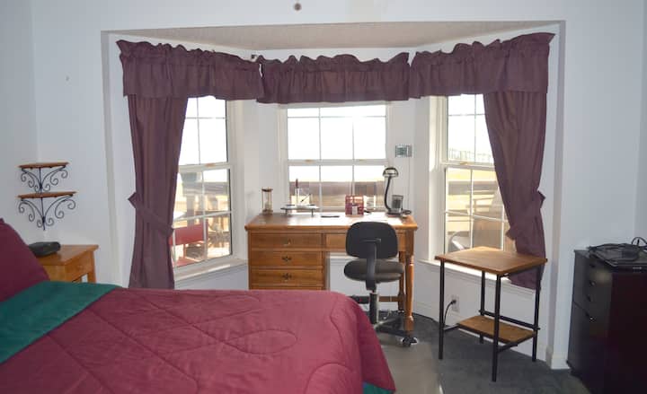 Enjoy the peaceful view while at your workspace in the master bedroom. 