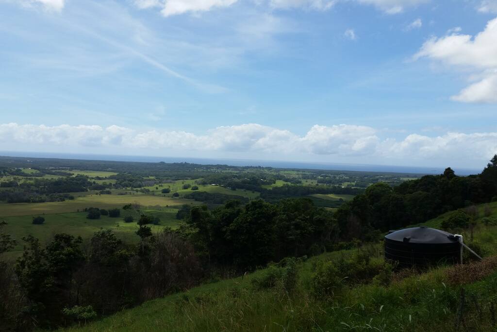 Stunning eagle view from the lounge. Over looking Byron Bay and the ocean.
