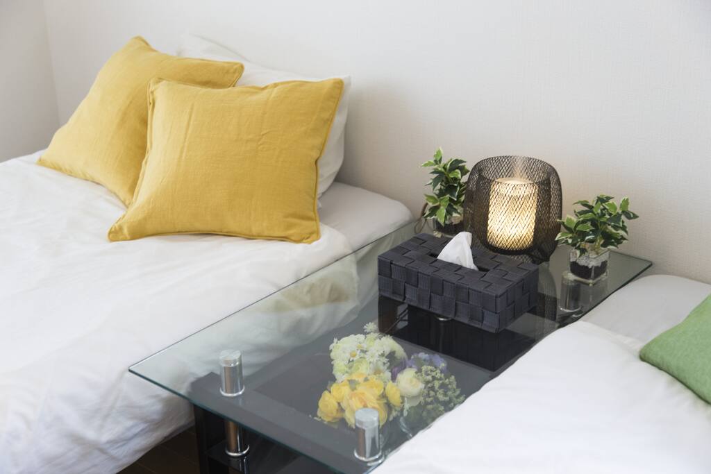Two comfy single-size beds