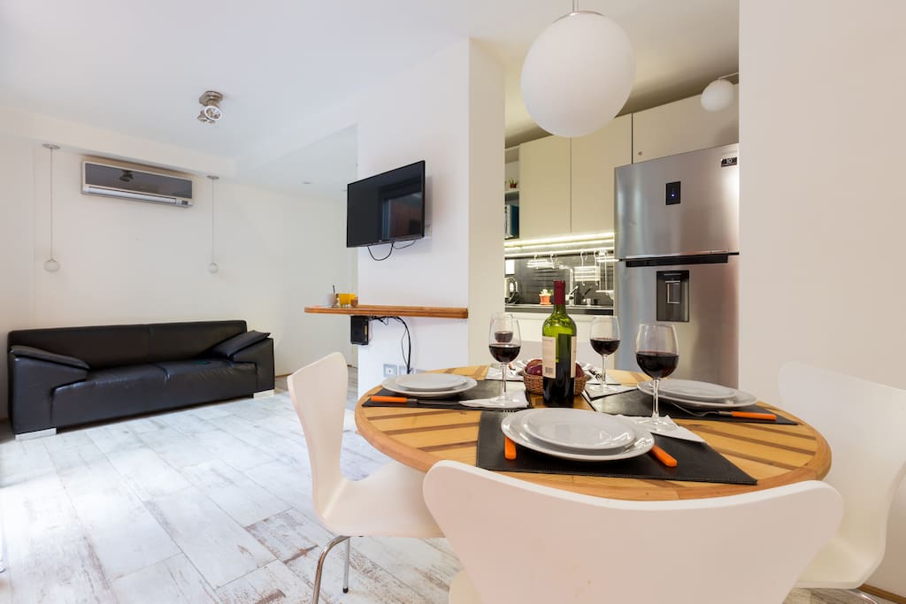 dinning table and kitchen