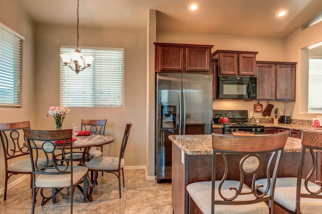 Lovely eat-in kitchen plus comfortable island seating.