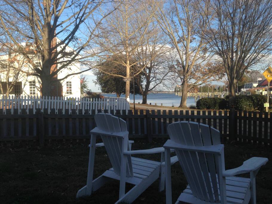 View of harbor from side yard