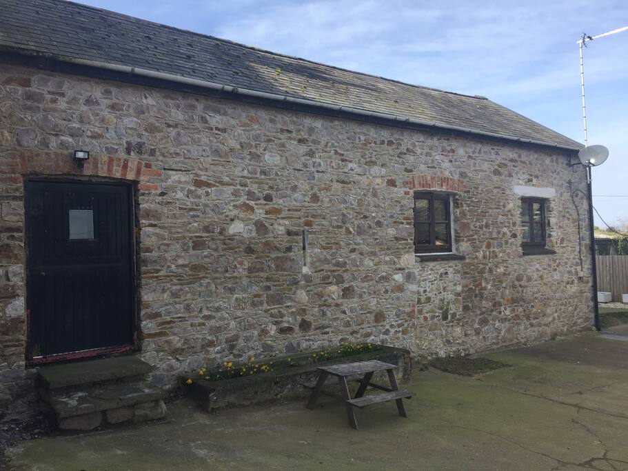 The front of the barn