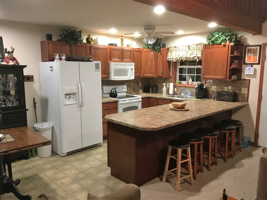 The kitchen is a great place for families to sit around and enjoy your meals and talk about fun times.