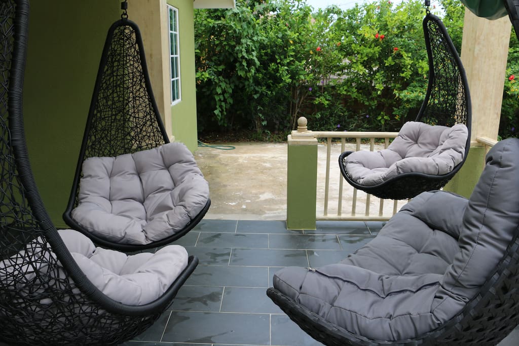 Patio with hanging furniture