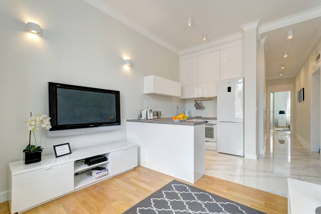 kitchen with living room