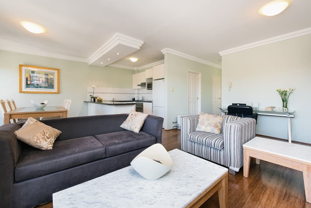 spacious open plan dining kitchen and lounge room