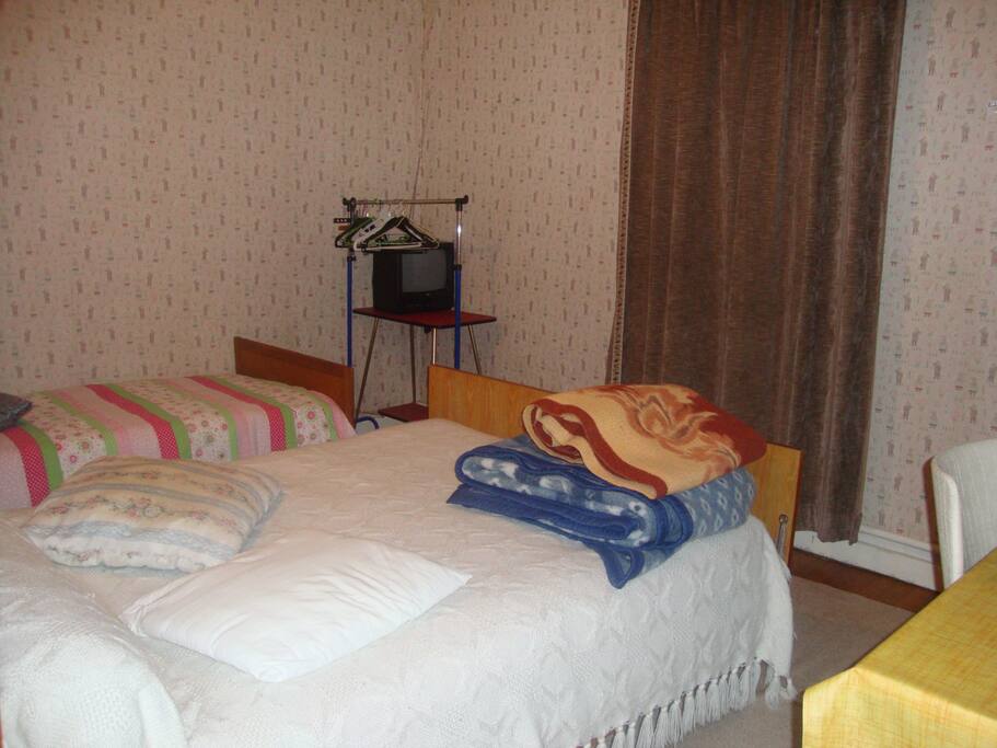 chambre 2 avec 1 grand lit et un petit