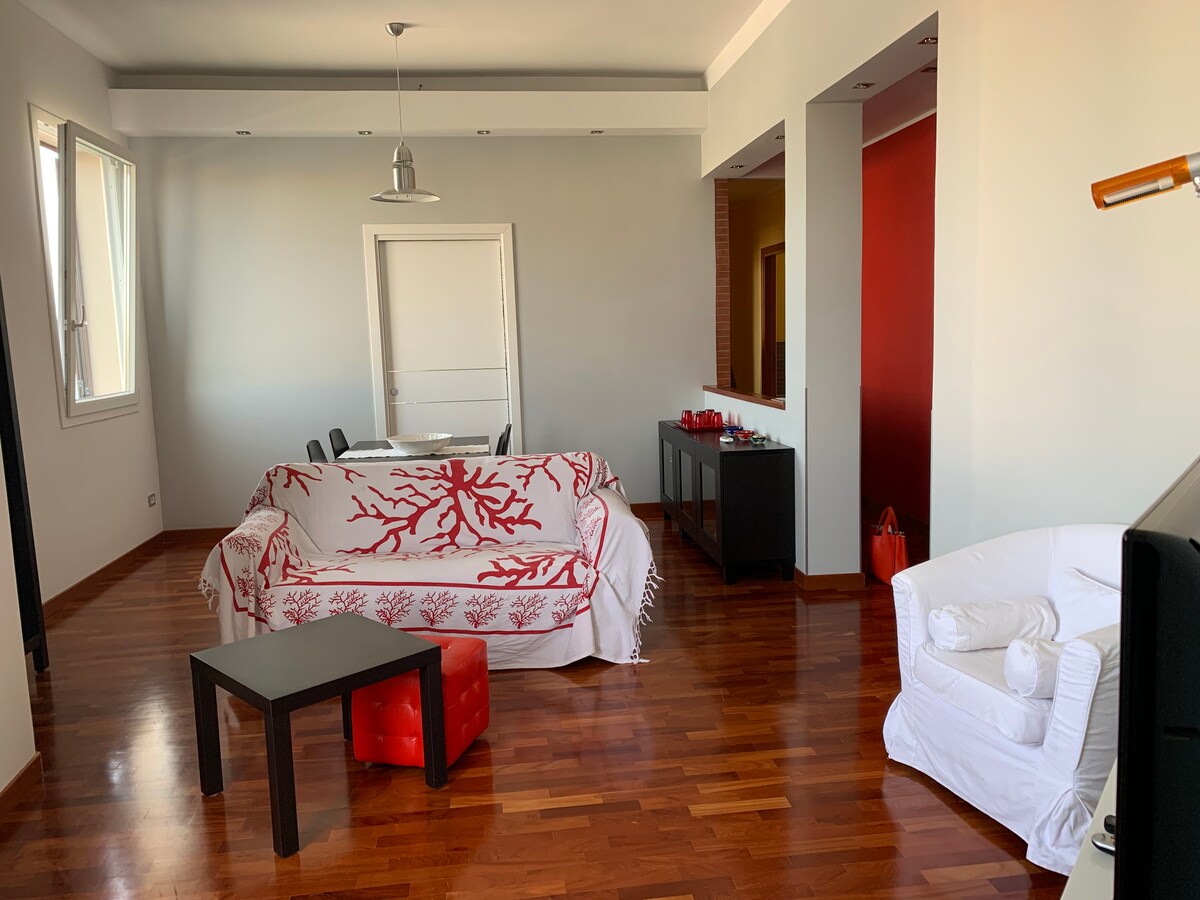 Successful Airbnb property: The window overlooking the sea in Trapani