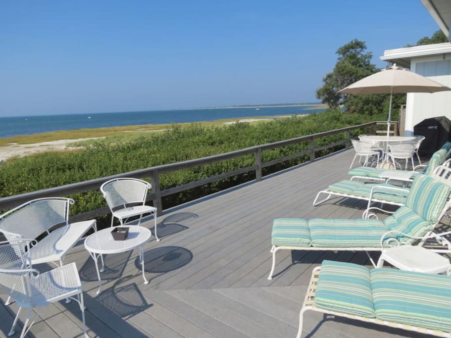 Nestled in the dunes on Cape Cod Bay, the property allows you to walk for miles at low tide and enjoy sunsets over the bay every evening!