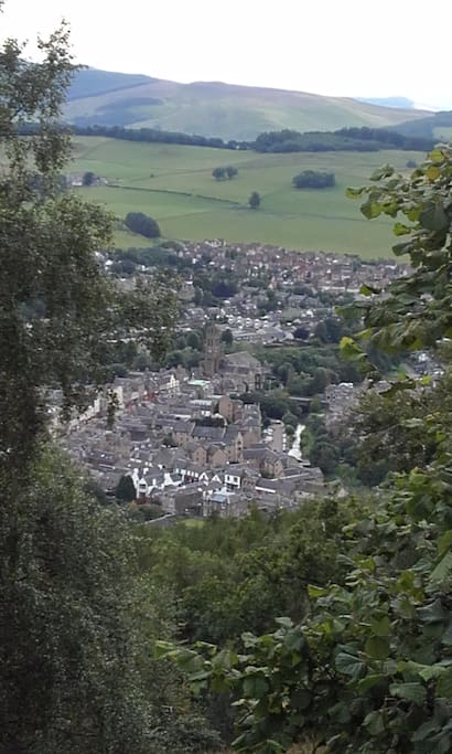 Looking down to the town of Peebles