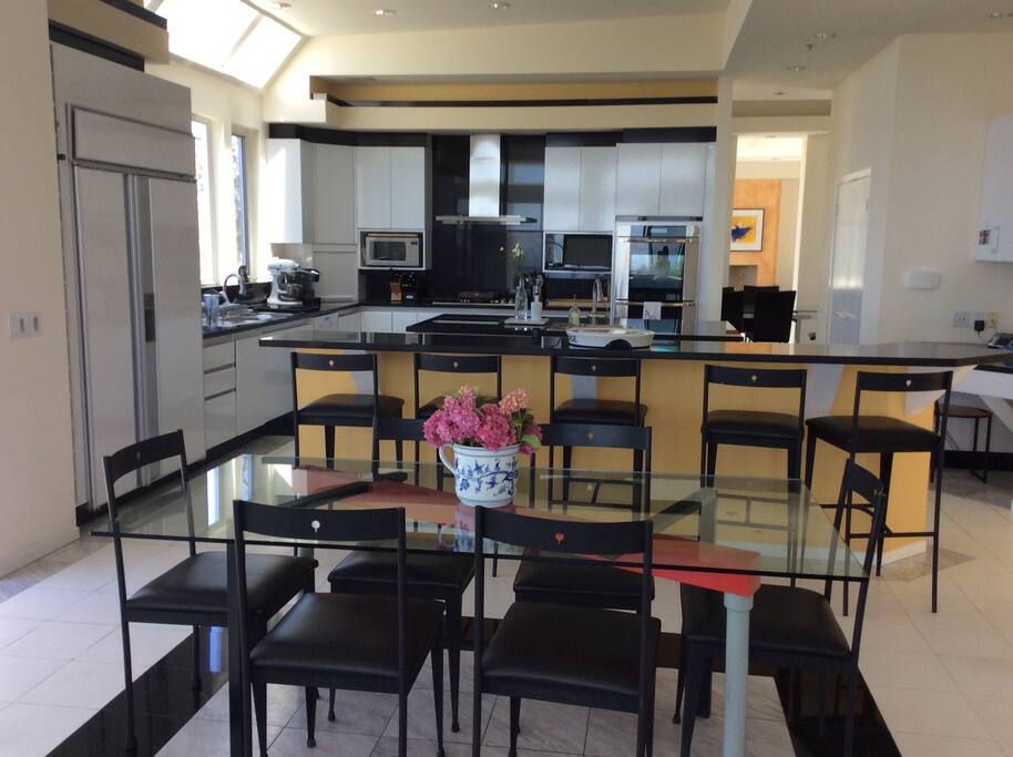 This is a view of the kitchen and eating area.