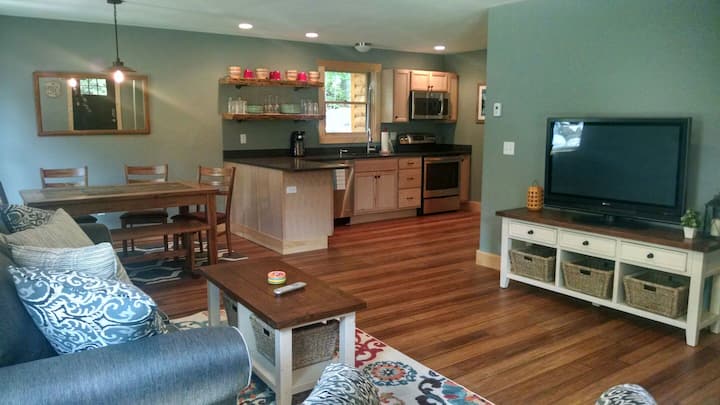 Living, dining and kitchen open concept