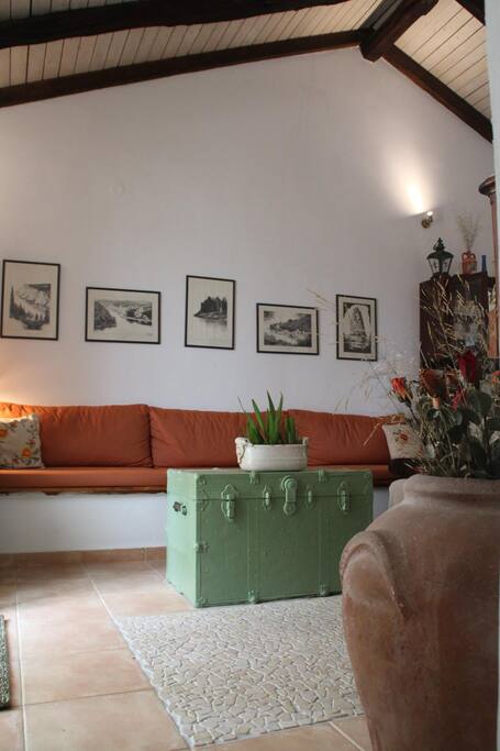 sitting room with built in couches that can convert into sleepers