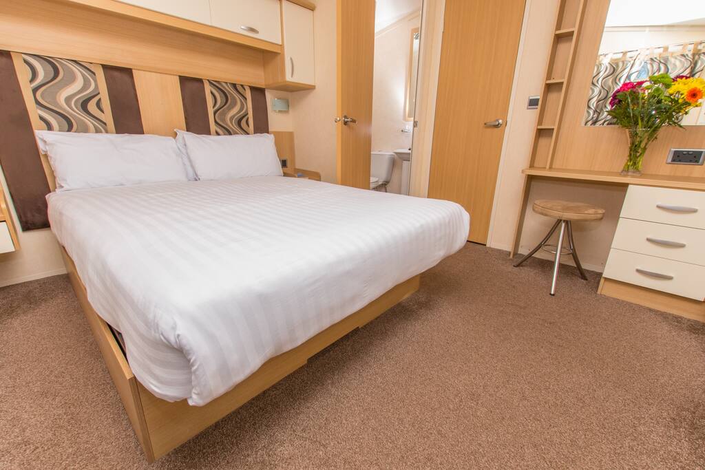 Typical caravan main bedroom