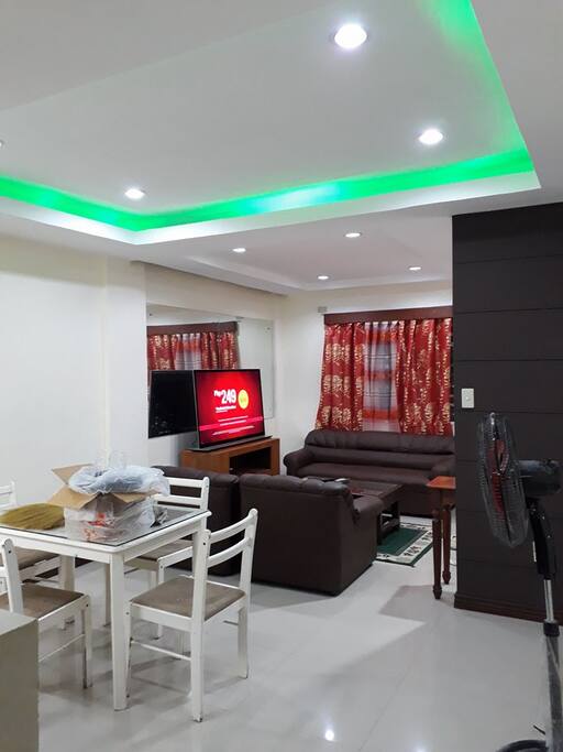 living room from dining area and vanity