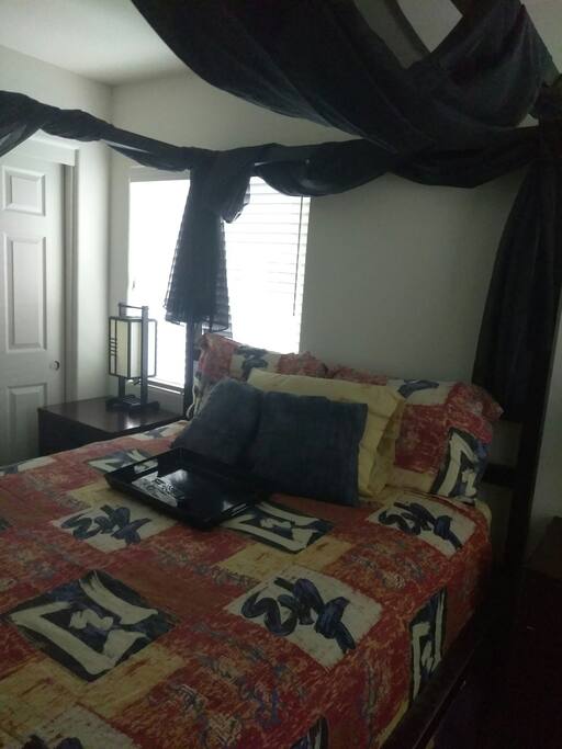 Queen size bed two nightstands