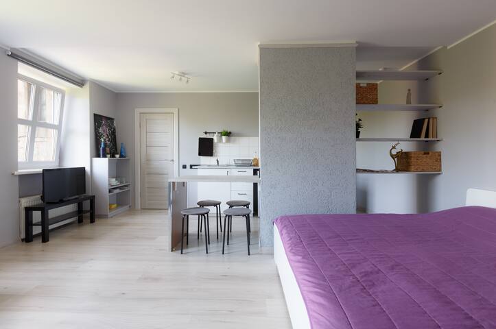 (H) NEW modern studio next to the park in center