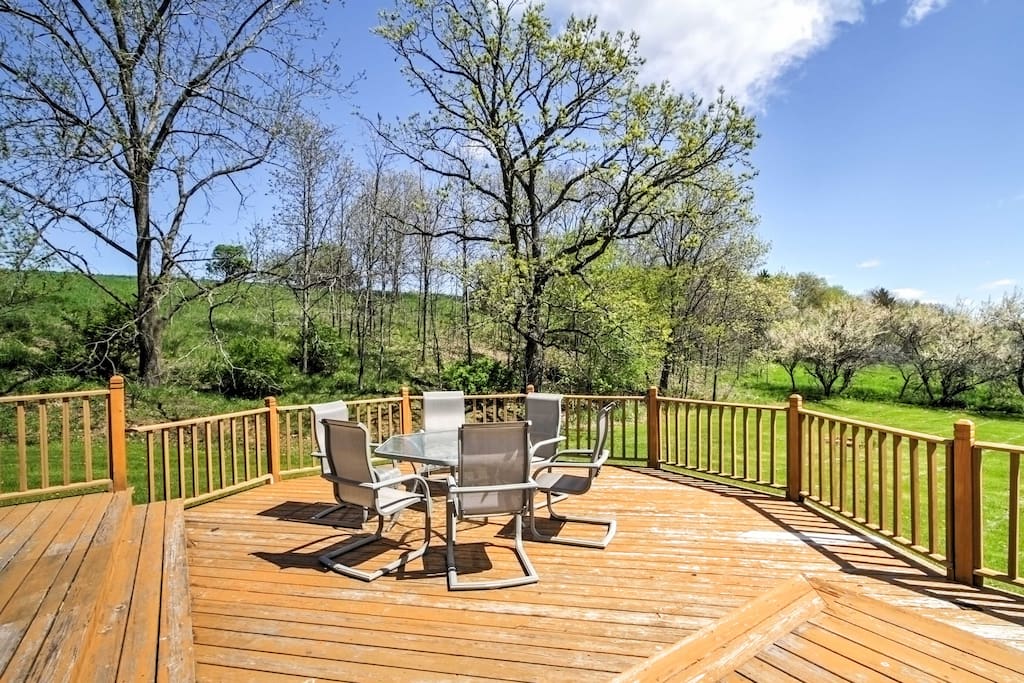 Spend the bulk of your time outside on the deck enjoying the great outdoors.