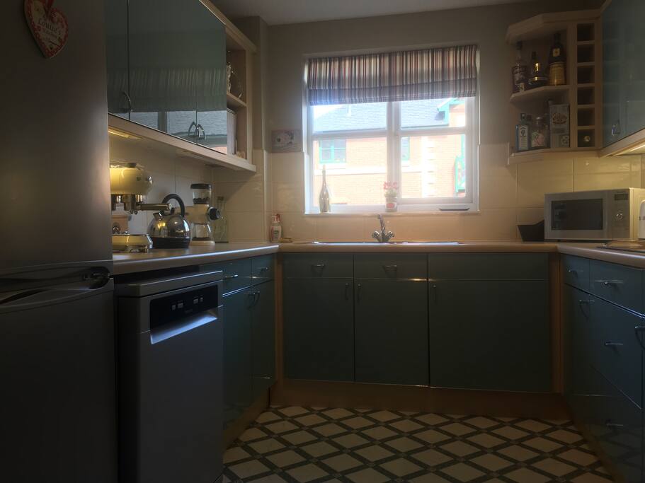 New kitchen appliances, features SMEG coffee maker and Sonos 1 speaker system.