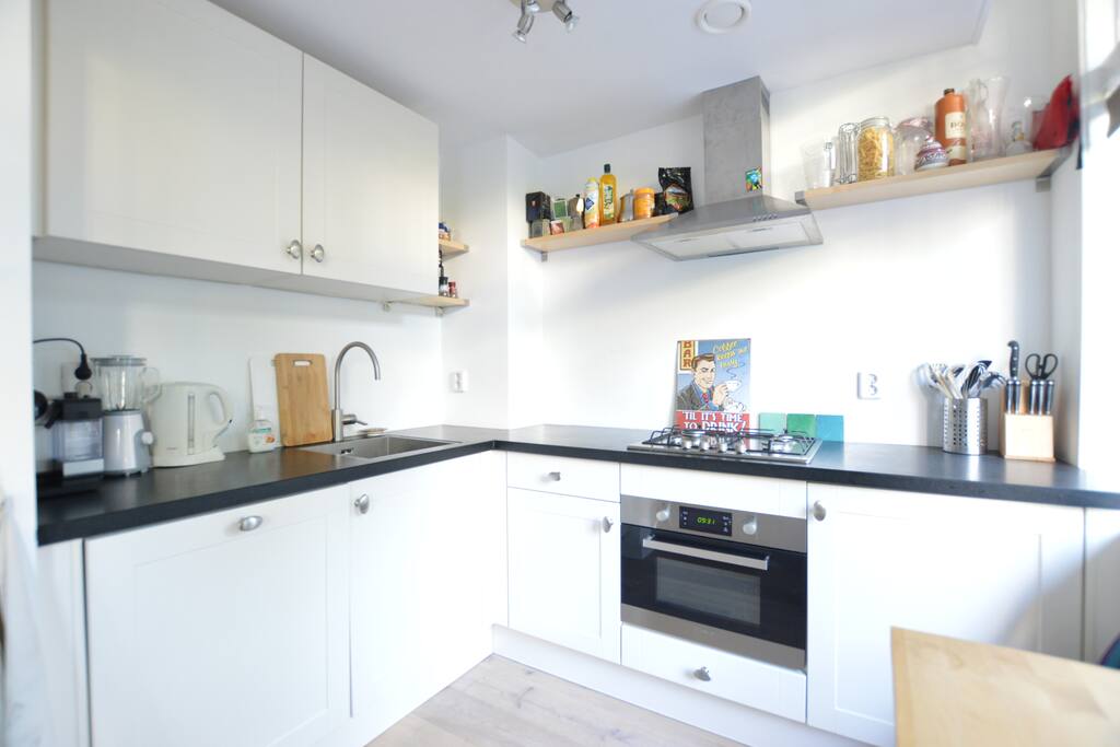 A fully equipped kitchen
