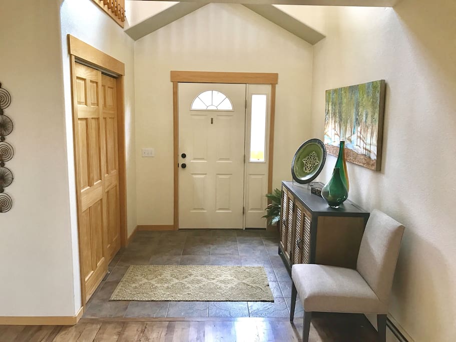 Enter through the front door and prepare to relax during your stay.